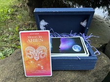 Lunar Moon Oracle Cards In Blue Box Gift With White Rope Detail Christmas