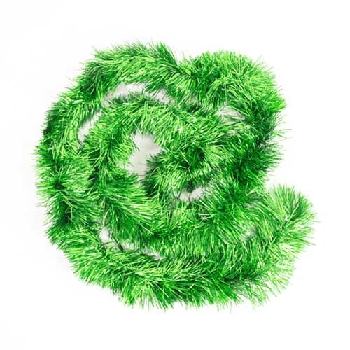 Green fine christmas tinsel - tinsel, 2m