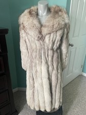 Arctic Fox Fur Coat with Leather Trim - 100% REAL - Ladies M