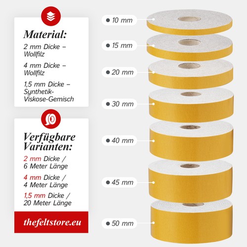 Felt tape self adhesive 5mm - felt,