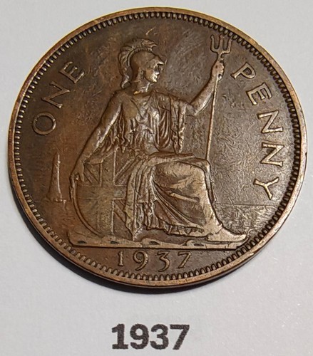 1937 one penny king george - george, vi