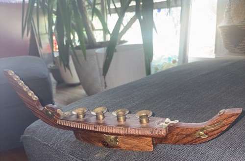 Vintage wooden and brass - vintage,