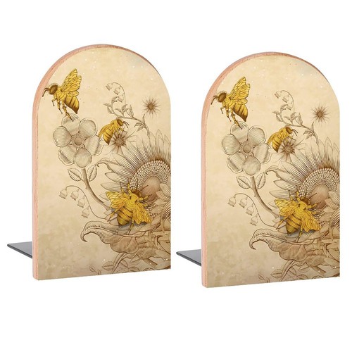 Retro bees wildflowers - on,