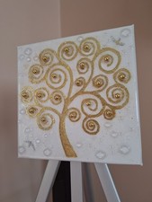 Unique Sparkling Tree Of Life Wall Canvas Hanging Textured, Harmony Atmosphere 