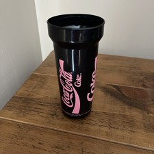 Coca-Cola 21cm Large Plastic Black & Pink Cup Vintage Retro Advertising