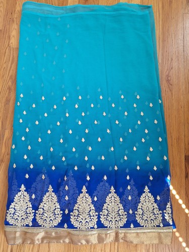 Saree blue turquoise georgette - saree,