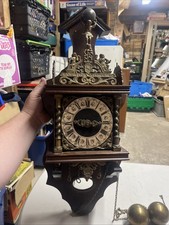 Large Vintage Zaanse Zaandam 8 Day Dutch Atlas Wall Clock. Spares Or Repairs. 