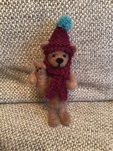 Needle felted ooak cute teddy - needle,