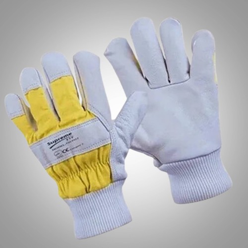 Yellow leather garden gloves - leather,