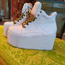 White Cyber Goth Punk Platform Boots Size 5