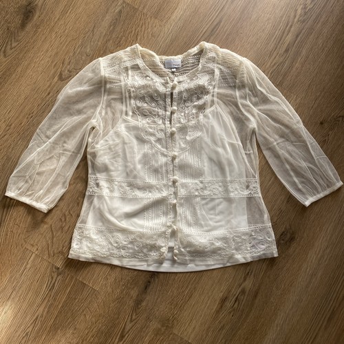 Next blouse cream sheer - blouse, sz