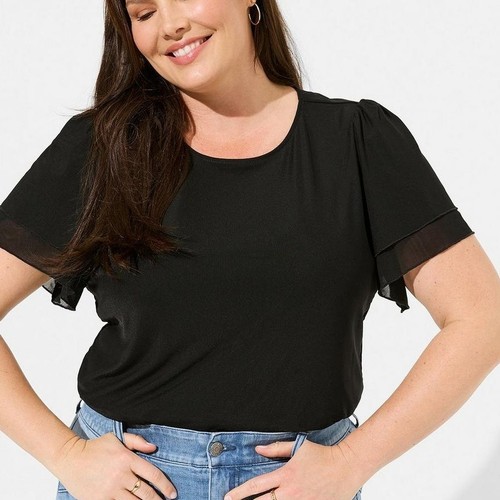 Torrid stretch knit mesh top - knit,