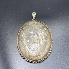 Large Sterling Silver Photo Locket Pendant Vintage 
