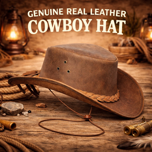 Real leather cowboy hat - cowboy, mens