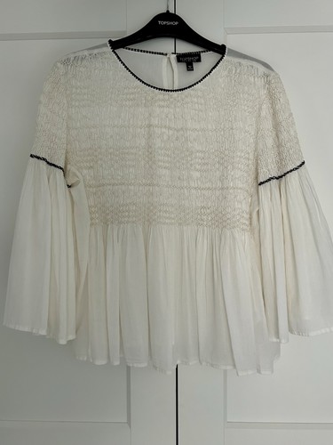 Topshop ivory smocked blouse - ivory,