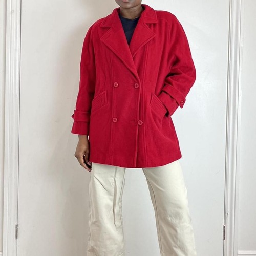 100 pure wool red pea - red, coat