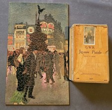 Vintage G. W. R. Hand Cut Wood Jigsaw Puzzle "Piccadilly Circus" 