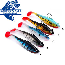 SET OF 5 Paddle Tail Soft Lures Fishing 8cm/9.5g Pike Perch Zander UK Seller