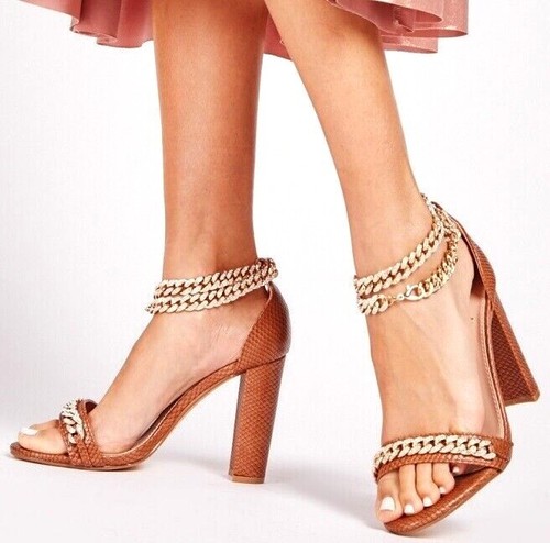 Womens tan block heel - tan, strappy