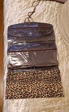Leopard Print Travel Organiser. Hardly Used,Zip Sections,Hanger, Great Condition