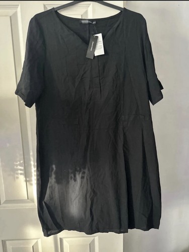 100 cotton black tunic midi - cotton,