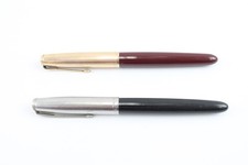 Parker 51 Fountain Pens Vintage 14ct Gold Nibs Writing Inc Gold Plated Cap x2