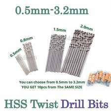 10x HSS Metal Micro Mini Small Drill Bit Set Metric 0.5mm-3.2mm UK