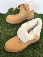 Timberland Fold Down Teddy Fleece Lined Brown Suede Boots Uk 6.5 Waterproof Used