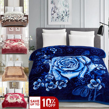 2 PLY Thick Heavy Blankets Super Soft Reversible Washab King Size Mink Throw