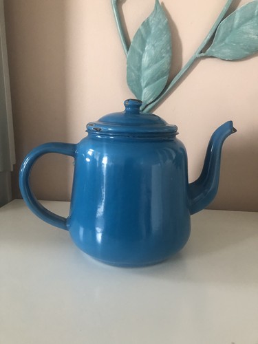 Vintage blue enamel - vintage, kettle