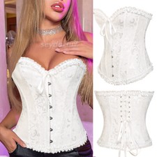 Women Sexy Overbust Boned Corset Burlesque Basque Top Lace Up Waist Shaper S-6XL