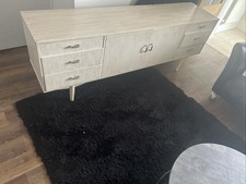 Tall Narrow Storage Cabinet with Multiple Drawers and Doors lightly coloured