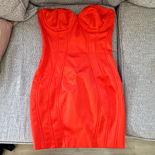 Polly red satin strapless - oh,