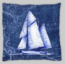 yacht Cushion Cover 18x18 Navy Blue  Zip Nautical Maritime yacht beach