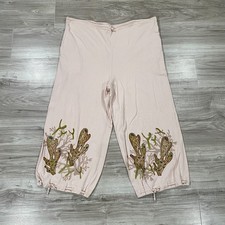 Vintage Blue Fish Clothing Pants Capri Womens Size 1 Wide Leg Oversize Lagenlook