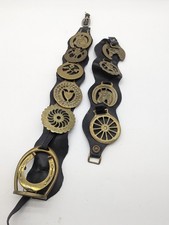 Pair of Vintage Retro Mid Century Horse Brasses on Leather Straps A90 P937