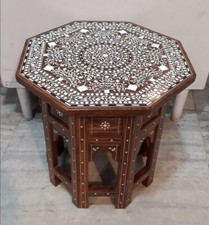 Handmade Carved  Indian Table Side Table Occasional Table Octagonal Table
