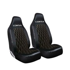 FOR VAUXHALL CORSA - LUXURY BLACK QUILTED DIAMOND LEATHER CAR SEAT COVERS 674