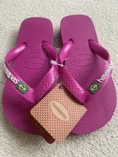 Havaianas Brazil Logo Flip Flop Summer Sandal Pink Kids Size UK 11/12 EU 29-30