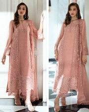 Pakistani Designer Embroiderd Chiffon Suit Unstitched Shalwar Kameez with Lining