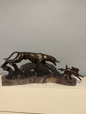 Beautiful Hunting Scene Bronze With Marble Base
