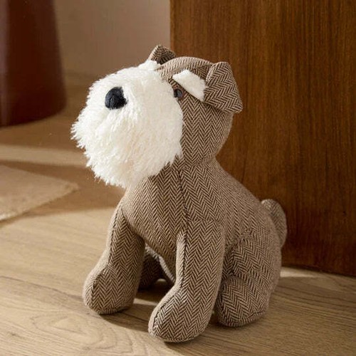 Schnauzer dog herringbone door - herringbone,