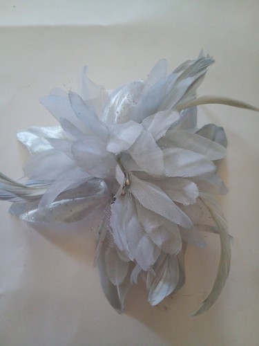 Light grey flower fascinator - grey,