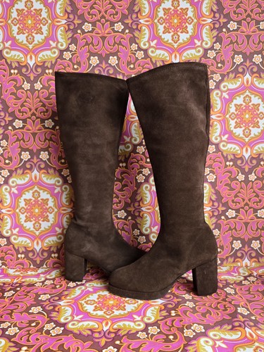 Vintage brown suede - , leather