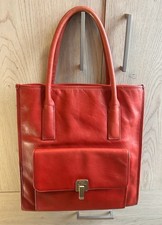 Pied a Terre Red Leather Large Tote Shoulder Bag Gold Hardware