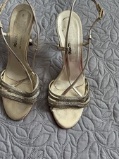 Ladies High Heel Gold Sparkly Sandals , Size 5, Italian Made For Kaleidoscope.