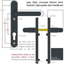 Grey uPVC Door Handle set 92pz
