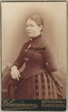 CDV CLEMINSON MANCHESTER BROOCH CHAIN FASHION DRESS ANTIQUE PHOTO