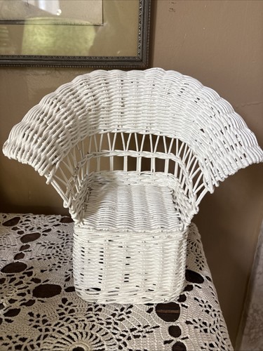 White wicker doll chair - wicker,
