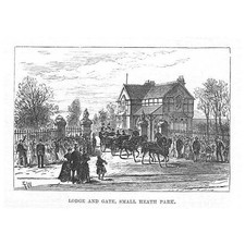 BIRMINGHAM Lodge and Gate, Small Heath Park - Antique Print 1887